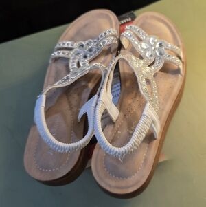 Elegant White Beaded Sandals